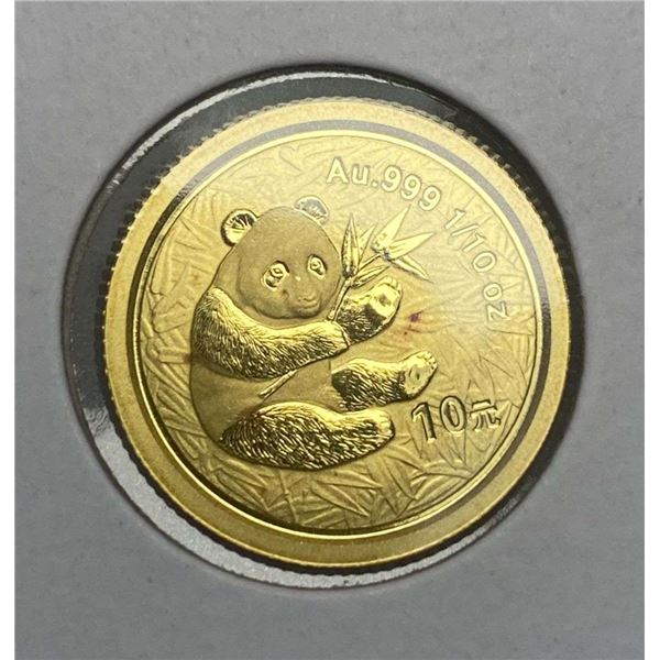 2000 Chinese Panda 1/10 ozt .999 Gold