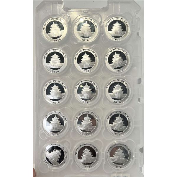 (15) 2016 Chinese Panda 30g .999 Silver