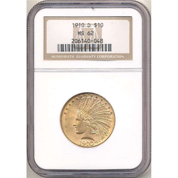 Last Minute! 1910-D Gold $10 Indian Head NGC MS62