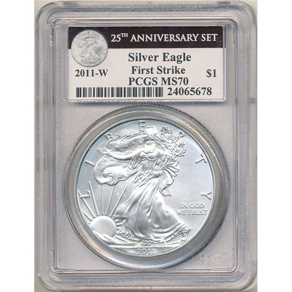 2011-W American Silver Eagle PCGS MS70 First Strike 25th Anniversary Set