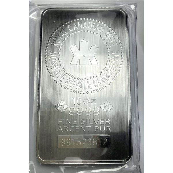 Royal Canadian Mint 10 ozt .9999 Silver Bar