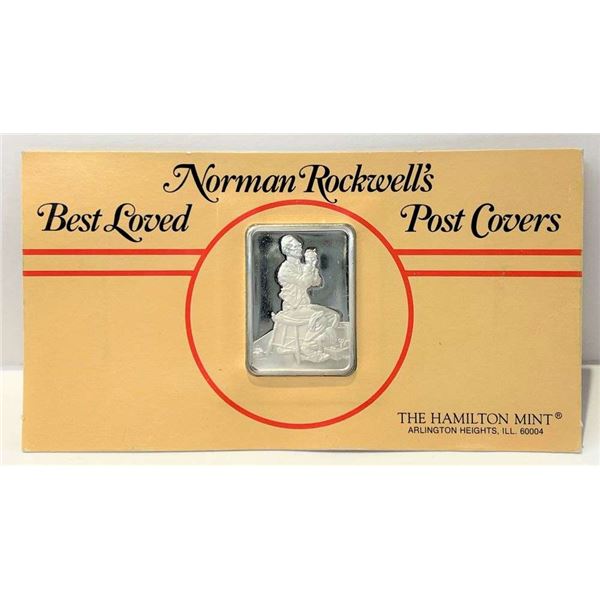 Norman Rockwell's Best Loved Post Covers "Man Threading A Needle" 1 ozt .999 Silver Bar
