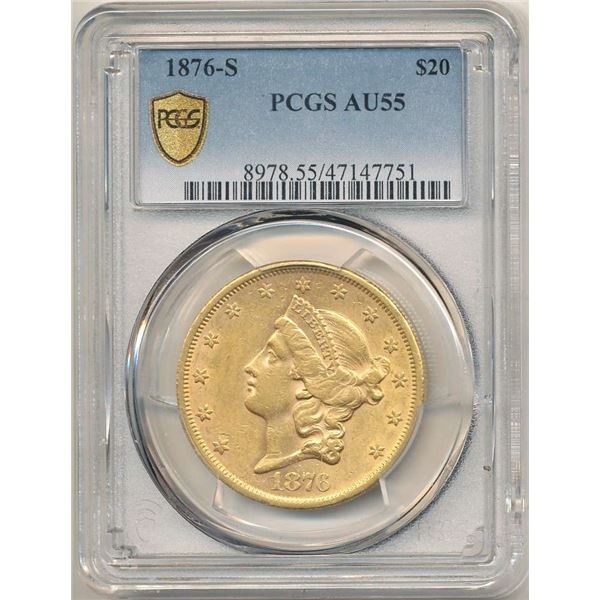 Last Minute! 1876-S Gold $20 Liberty Head PCGS AU55