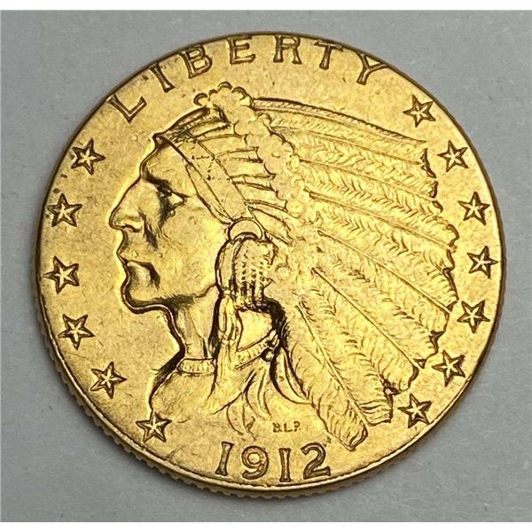 Last Minute! 1912 Gold $2.50 Indian Head AU58