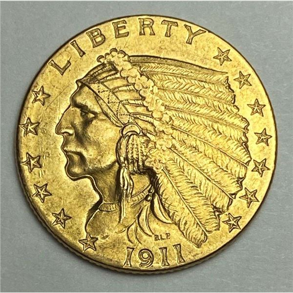 Last Minute! 1911 Gold $2.50 Indian Head MS62+