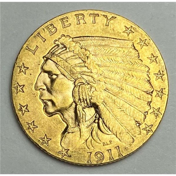 Last Minute! 1911 Gold $2.50 Indian Head MS62+