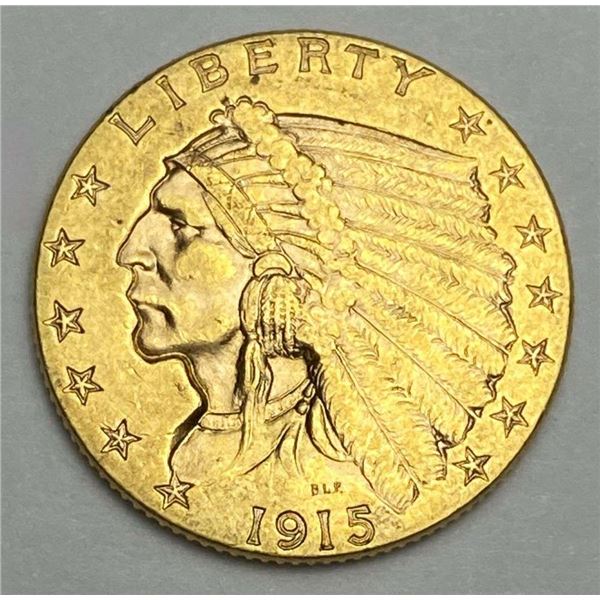 Last Minute! 1915 Gold $2.50 Indian Head MS63+