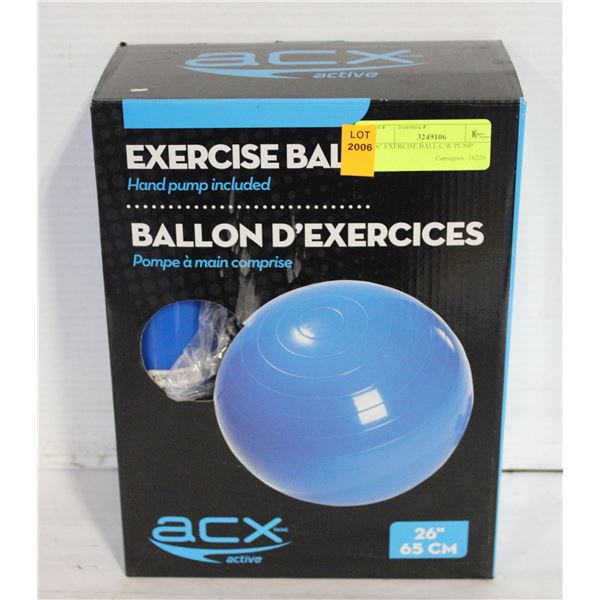 26" EXERCISE BALL C/W PUMP