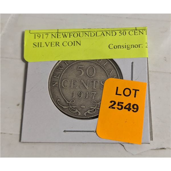 1917 NEWFOUNDLAND 50 CENT SILVER COIN