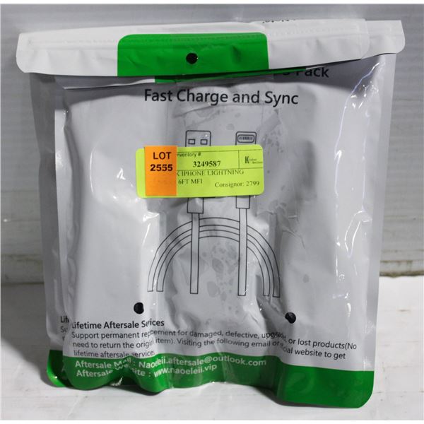 NEW 6PK IPHONE LIGHTNING CABLES 6FT MFI