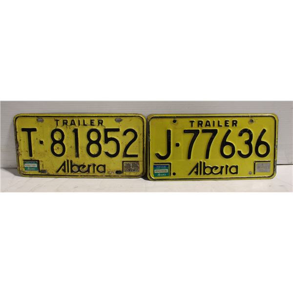 VINTAGE PAIR ALBERTA TRAILER LICENSE