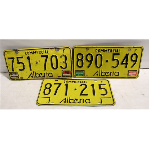 VINTAGE COMMERCIAL FARM PLATES ALBERTA SET OF 3