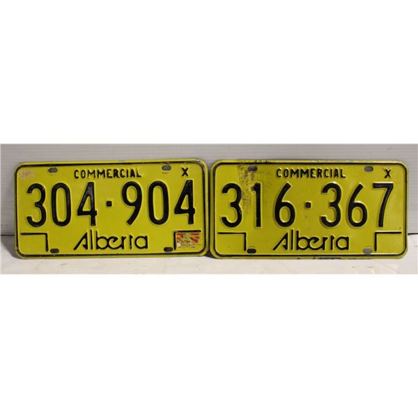 VINTAGE PAIR COMMERCIAL "X" ALBERTA PLATES