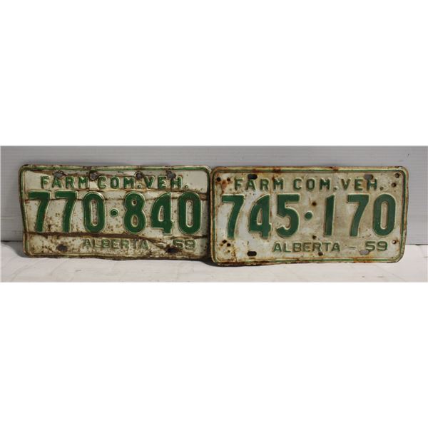 1959 PAIR FARM COMMERCIAL VEHICLE LICENSE PLATES