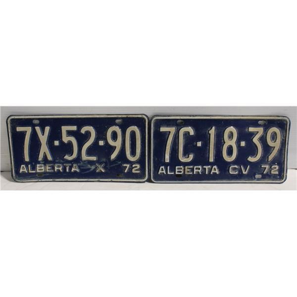 1972 "X" & COMMERCIAL VEHICLE ALBERTA PLATES
