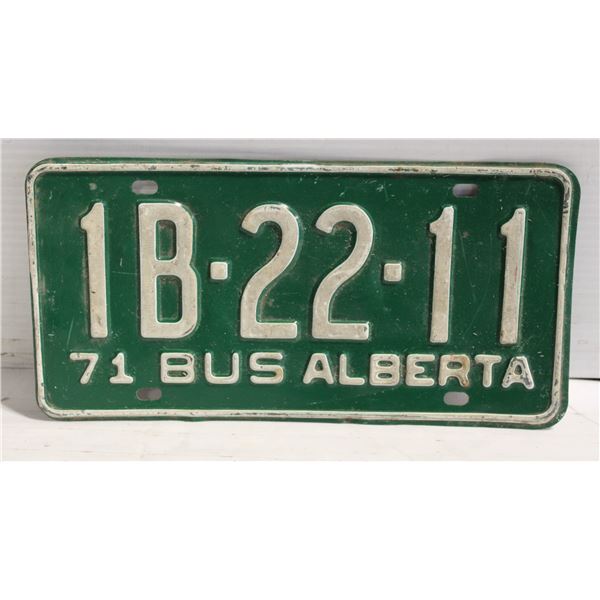 1971 ALBERTA BUS LICENSE PLATE