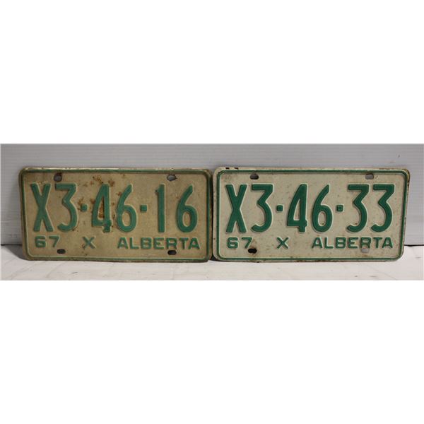1967 PAIR "X" ALBERTA LICENSE PLATES