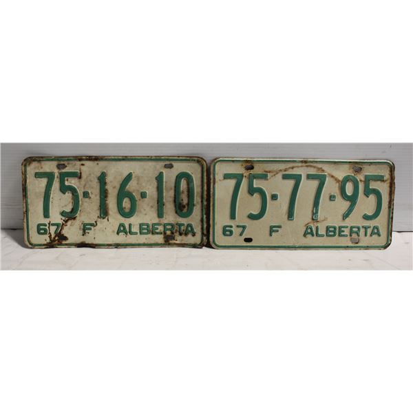 1967 PAIR FARM ALBERTA LICENSE PLATES