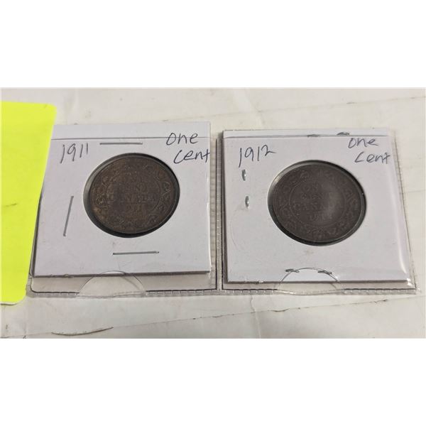 1911-1912 CANADIAN ONE CENT COINS