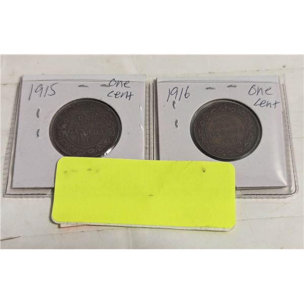 1915-1916 CANADIAN ONE CENT COINS