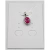 Image 1 : #40-HEATED RED RUBY & CZ PENDANT