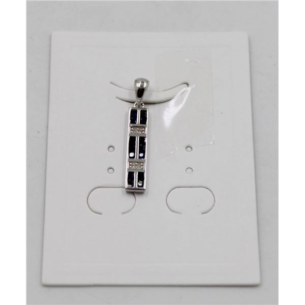 #52-HEATED BLUE SAPPHIRE & WHITE ZIRCON PENDANT