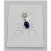 Image 1 : #75-HEATED BLUE SAPPHIRE & CZ PENDANT