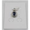 Image 1 : #85-HEATED BLUE SAPPHIRE & CZ PENDANT