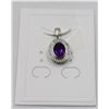 Image 1 : #58- UNTREATED AMETHYST & CZ PENDANT