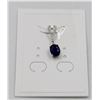 Image 1 : #73-HEATED BLUE SAPPHIRE & CZ PENDANT