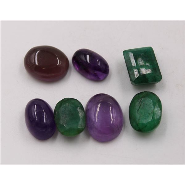 #113-BLUE SAPPHIRE & AMETHYST, EMERALD  56.35 CT