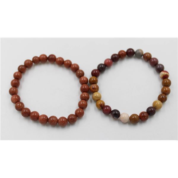 #147-NATURAL SUNSTONE & PICTURE JASPER BRACELET
