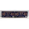 Image 1 : MATCHING 1973 ALBERTA PLATES HD-77-40