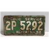Image 1 : 1962 PUBLIC SERVICE ALBERTA LICENSE PLATE