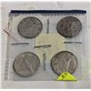 Image 1 : FOUR SILVER $0.10 COINS 1957, 1960, 1961 & 1967