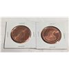 Image 2 : TWO .999 FINE ONE OUNCE COPPER ROUNDS