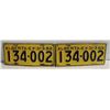 Image 1 : MATCHING 1952 ALBERTA PLATES 134-002