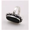 Image 1 : 16)  NATURAL OVAL BLACK TOURMALINE SIZE 7.75 RING,