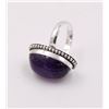 Image 1 : 18)  NATURAL OVAL AMETHYST SIZE 7.5 RING, STAMPED