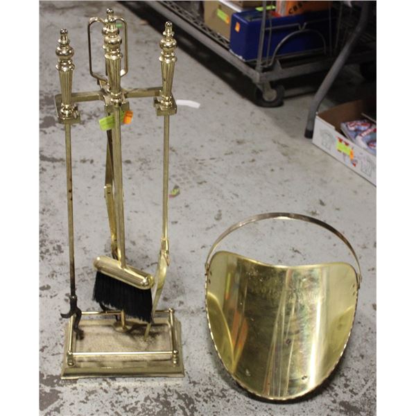 6 PC BRASS FIREPLACE TOOLS