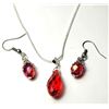 Image 1 : 14)  SET OF SWAROVSKI CRYSTAL DROP PENDANT ON 18"