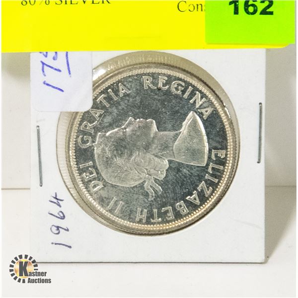 1964 CANADIAN SILVER DOLLAR 80% SILVER