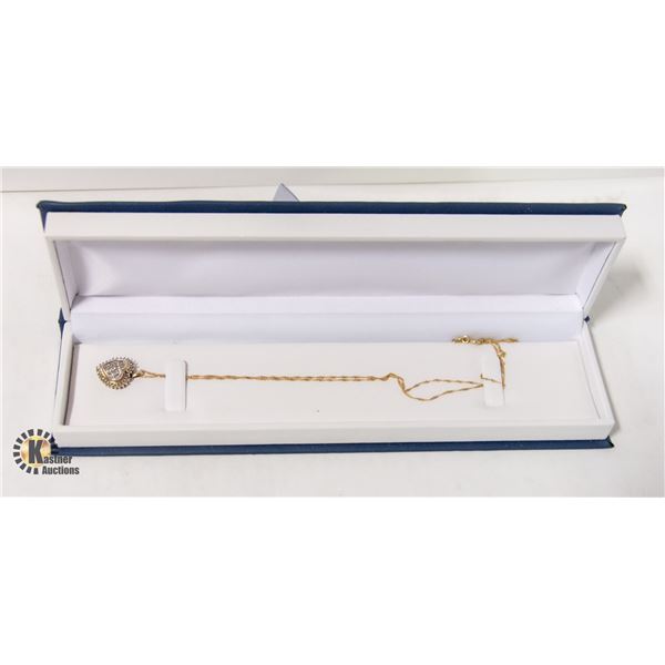 10KT HEART PENDANT (NEEDS CLEAN) STAMPED CHAIN 417