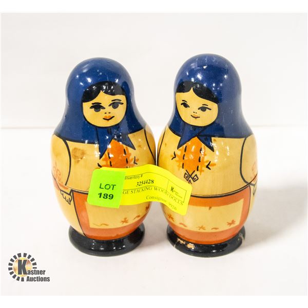 2 VINTAGE STACKING WOOD DOLLS