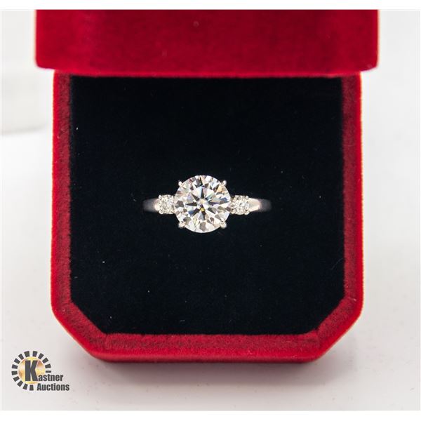 #595-HAND SET 3.00CT GRA CERTIFIED ROUND BRILLIANT