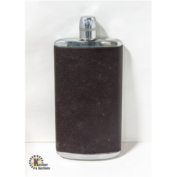 METAL FLASK WITH LEATHER COVER