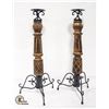 Image 1 : PAIR OF 24 INCH TALL WOODEN AND METAL
