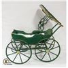 Image 1 : DARK GREEN WOODEN ANTIQUE BABY DOLL CARRIAGE