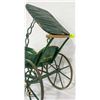 Image 2 : DARK GREEN WOODEN ANTIQUE BABY DOLL CARRIAGE