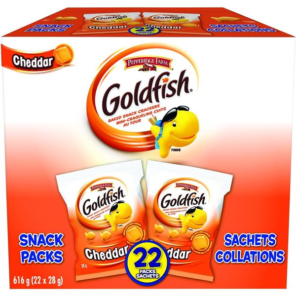 BRAND NEW CASE WITH 22 PACKS OF GOLDFISH SNACKS